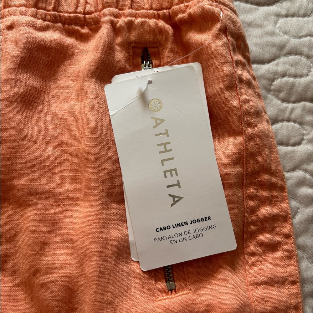 Athleta Cabo Linen Jogger in Coral